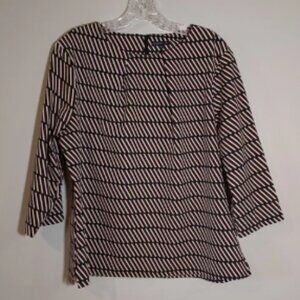 Stockh lm festive Wendy Blouse Striped Black and Tan Women's Top Size 44 US 10